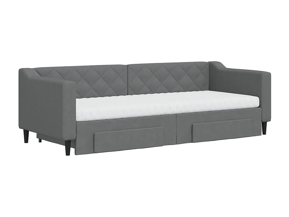 Divano Letto Estraibile Cassetti Grigio Scuro 80x200cm Tessuto