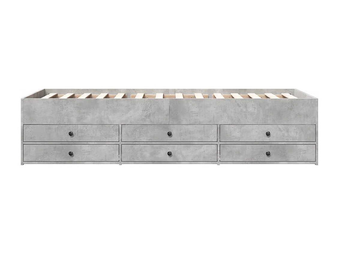 Sofá-cama com gavetas sem colchão 90x190 cm cinzento cimento