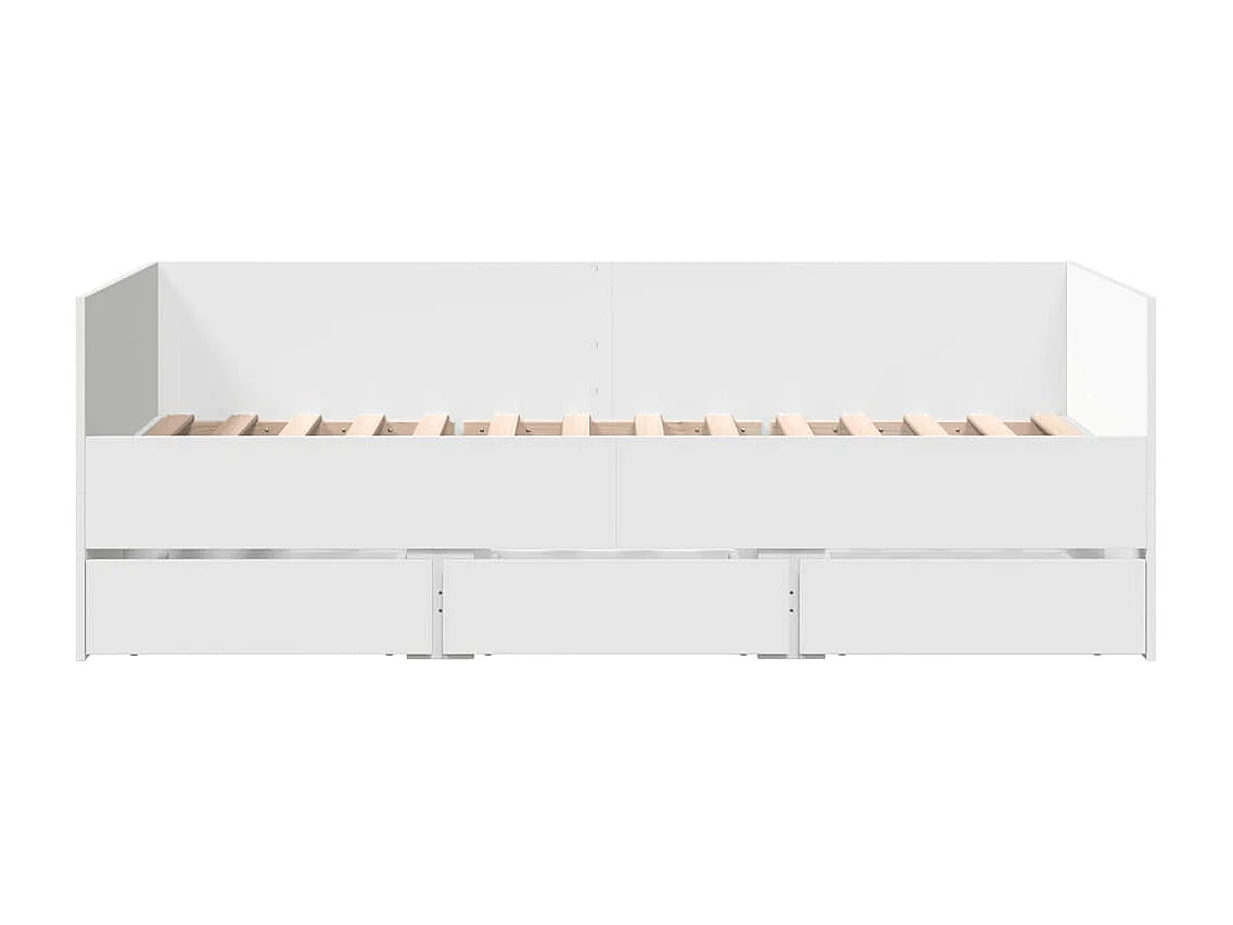 Lit de jour avec tiroirs sans matelas blanc 75x190 cm