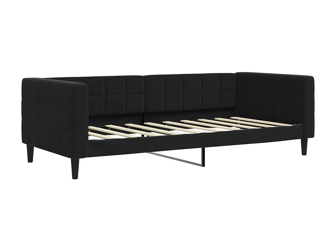 Slaapbank met onderschuifbed en lades 90x190 cm fluweel zwart