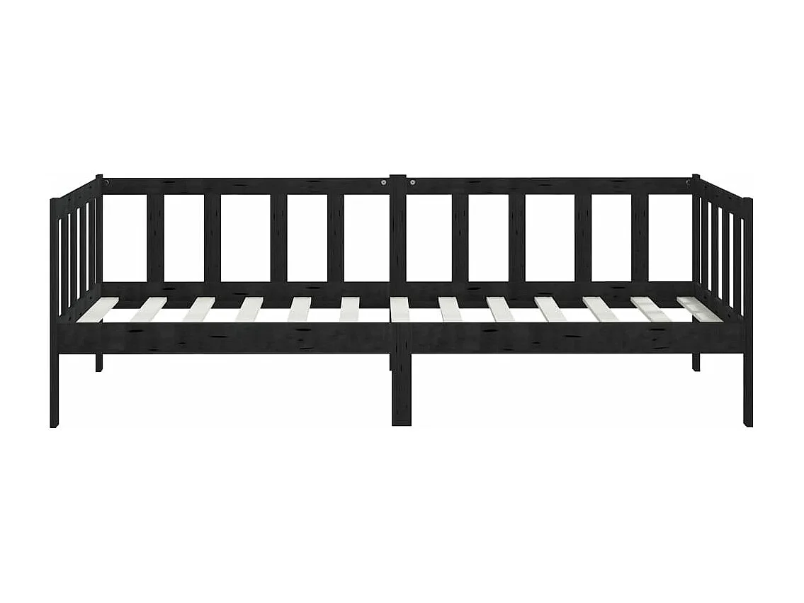 Lit de jour sans matelas noir bois de pin massif 90x200 cm