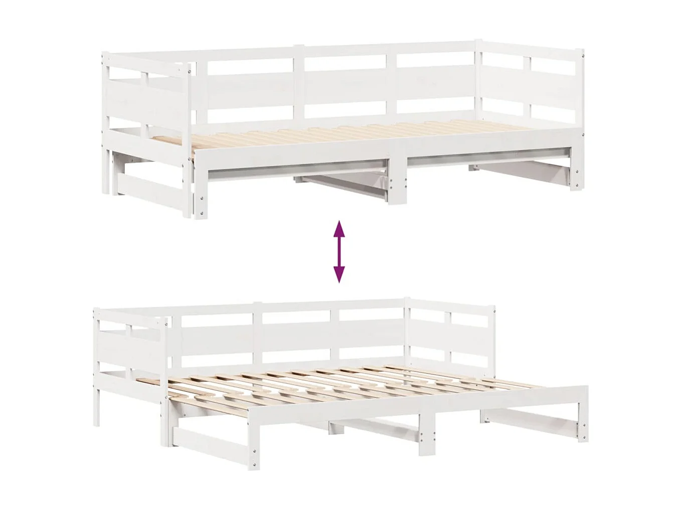 Letto Estraibile con Cassetti senza Materasso Bianco 80x200 cm