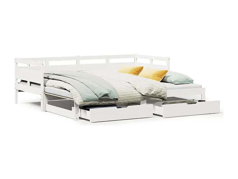 Sofá cama nido con cajones sin colchón blanco 80x200 cm