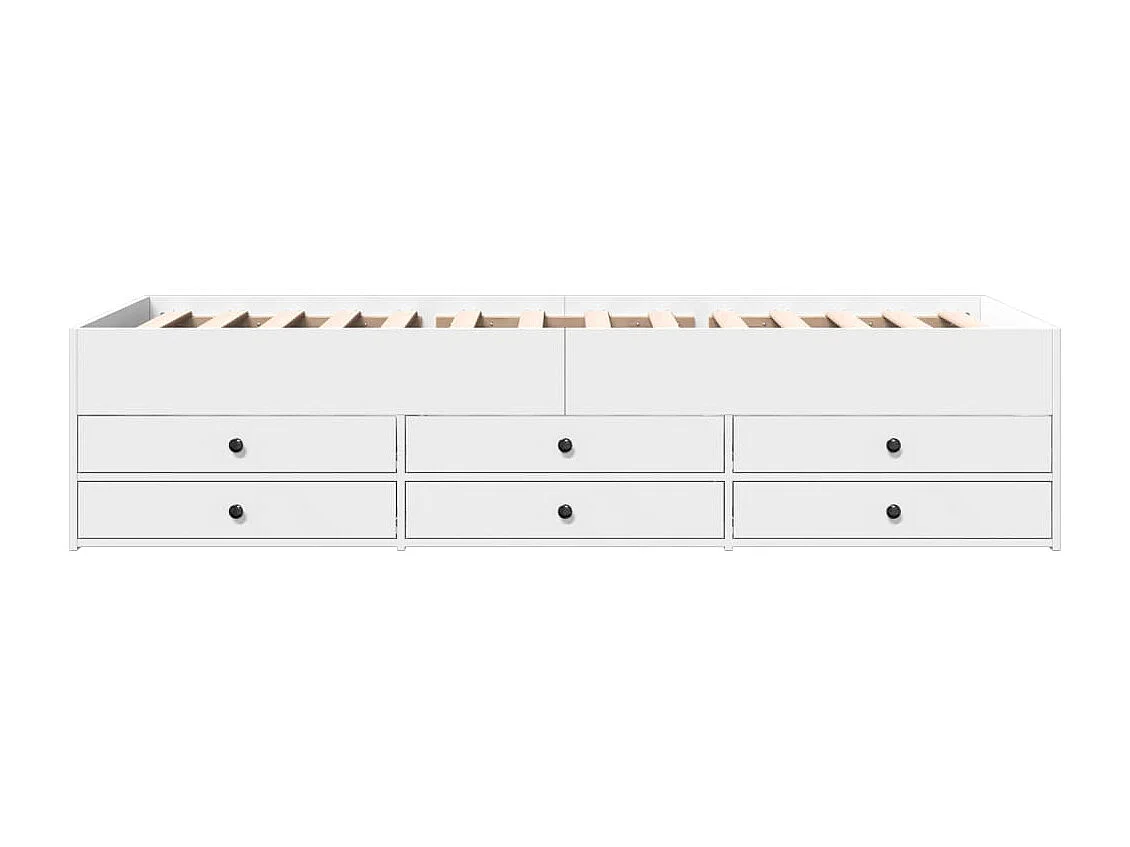 Divano Letto con Cassetti senza Materasso Bianco 100x200 cm