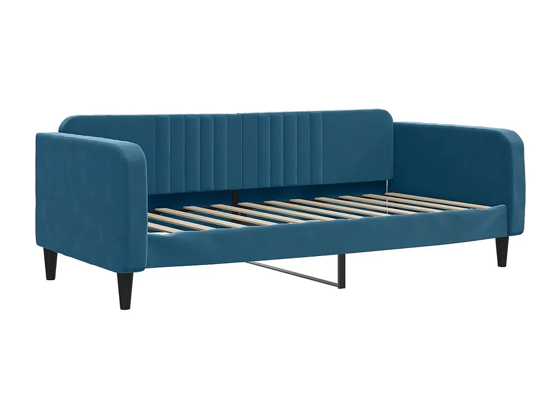 Slaapbank met onderschuifbed en lades 90x200 cm fluweel blauw