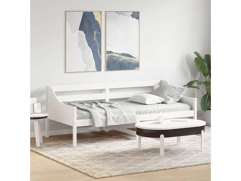 Sofá-cama sem colchão 90x200 cm madeira de pinho maciça branco