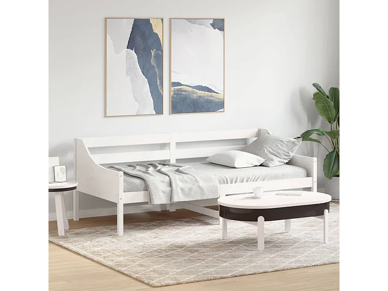 Dormeuse senza Materasso Bianca 90x200 cm Legno Massello Pino