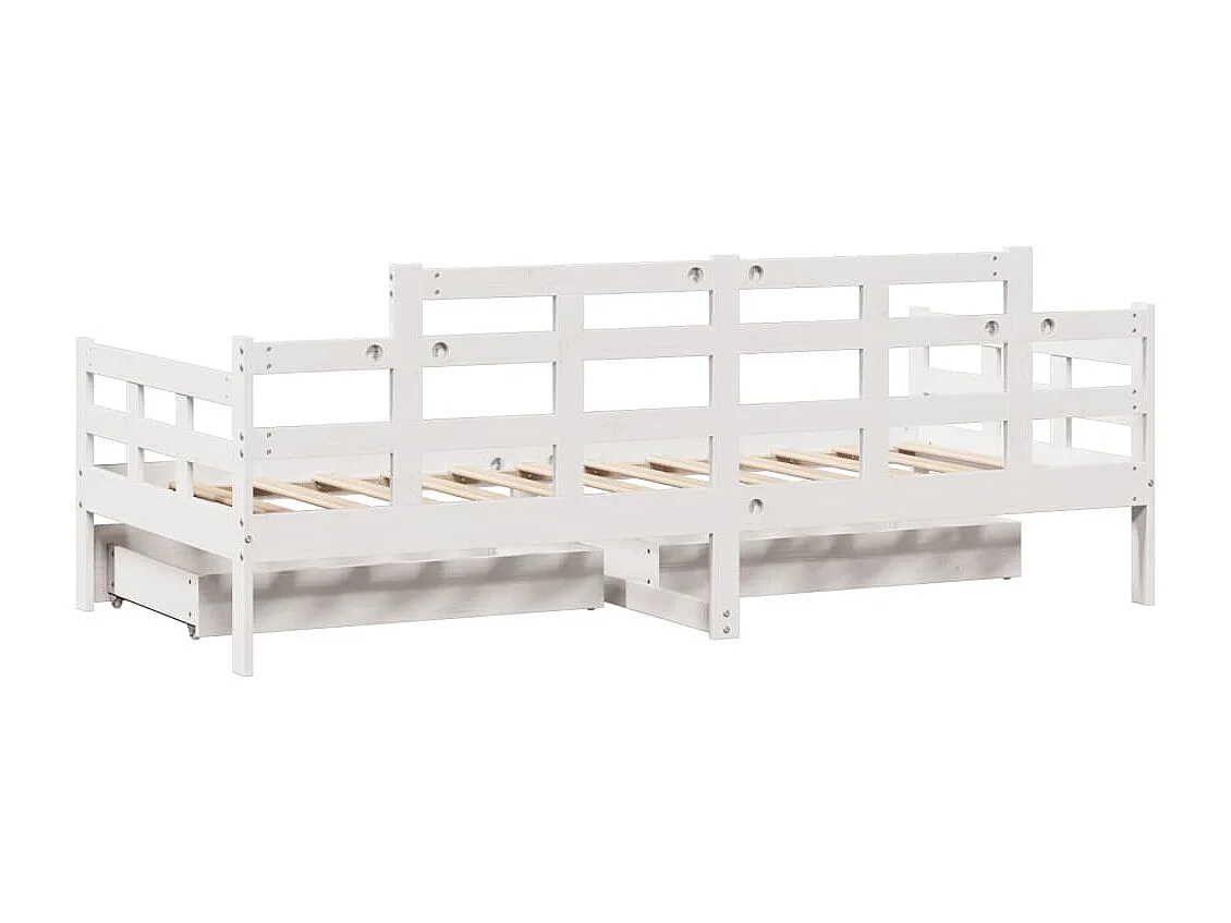 Sofá-cama c/ gavetas 90x190 cm madeira de pinho maciça branco