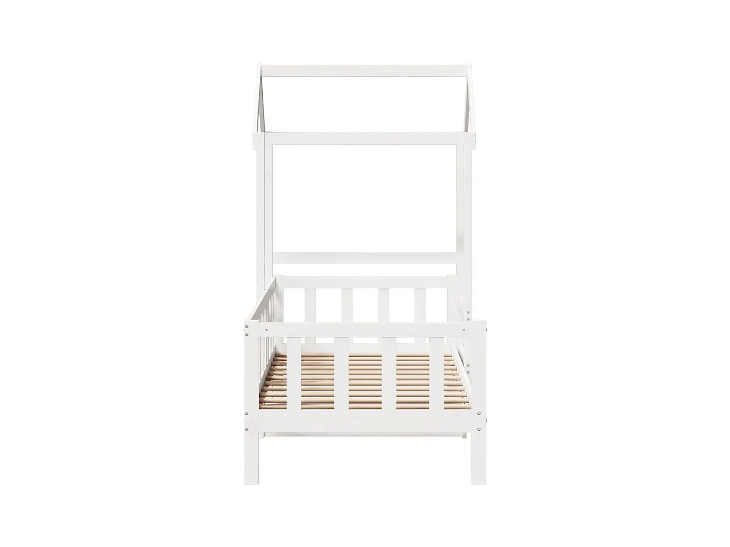 Dormeuse con Tetto 90x190 cm Bianco in Legno Massello di Pino