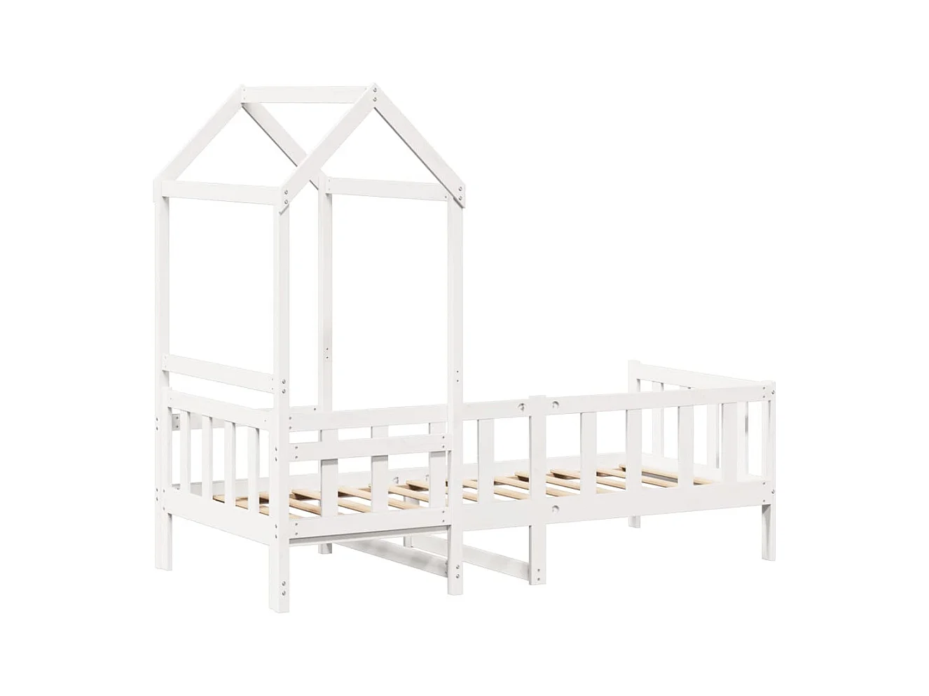 Dormeuse con Tetto 90x190 cm Bianco in Legno Massello di Pino