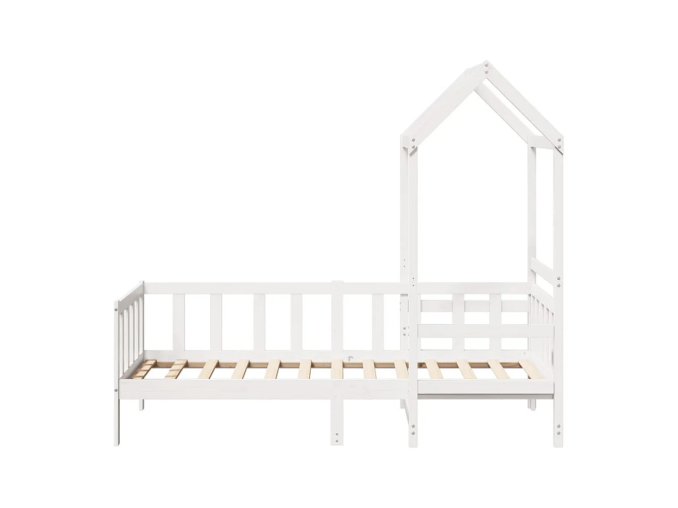 Dormeuse con Tetto 90x190 cm Bianco in Legno Massello di Pino