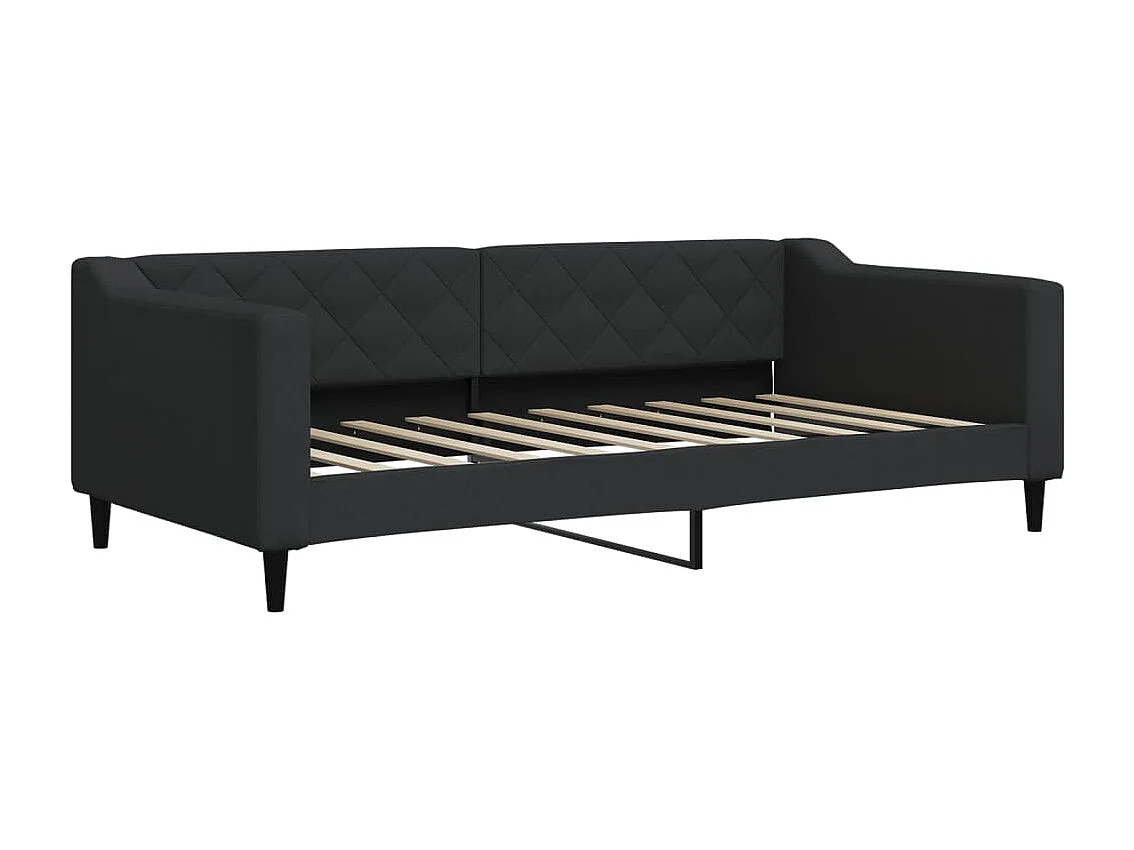 Divano Letto Estraibile con Materassi Nero 90x190 cm in Tessuto