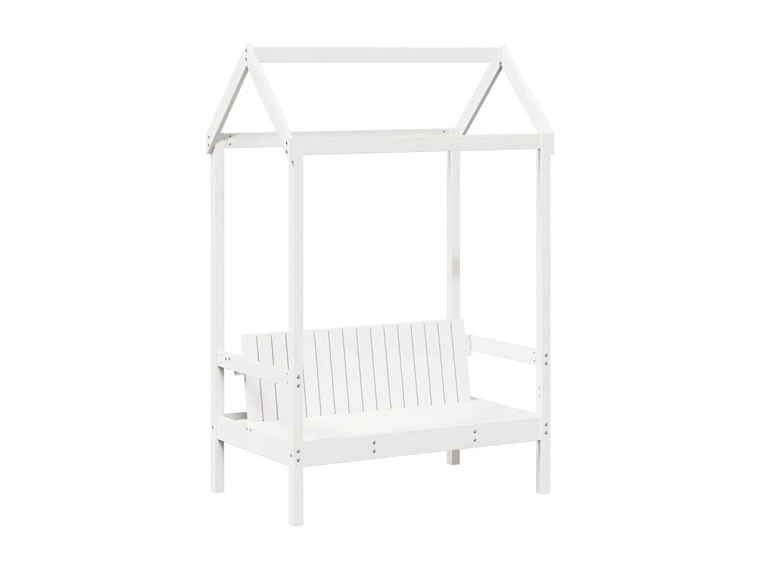 Ensemble de lit de jour et de banc avec toit sans matelas blanc