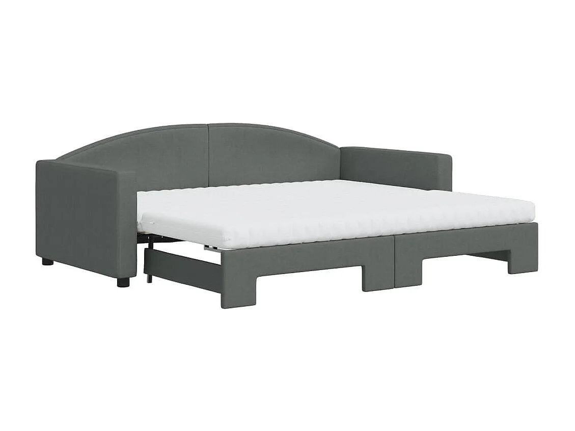 Tagesbett Ausziehbar mit Matratzen Dunkelgrau 90x190 cm Stoff