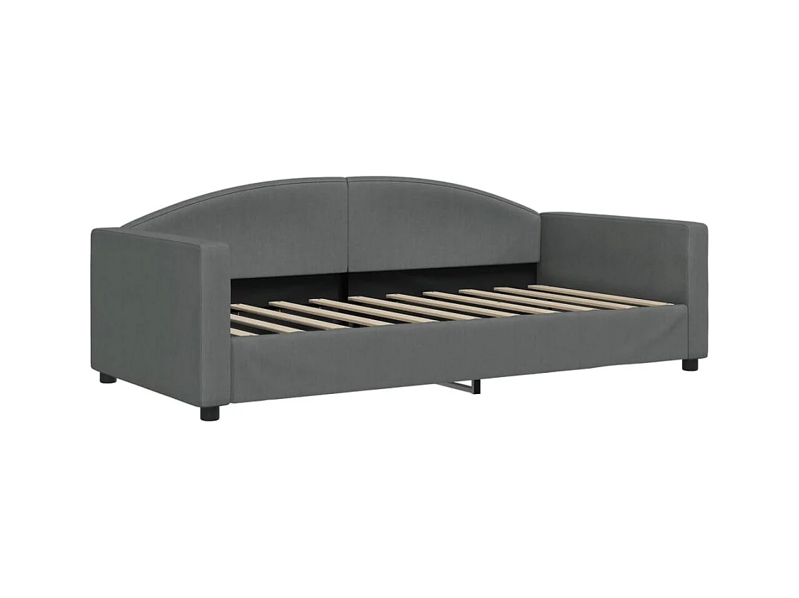 Lit de jour avec gigogne et matelas gris foncé 90x190 cm tissu