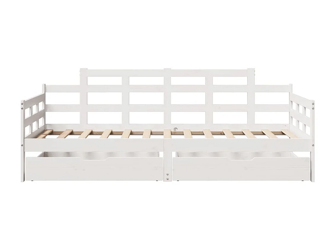 Dormeuse con Cassetti Bianco 90x200 cm Legno Massello di Pino
