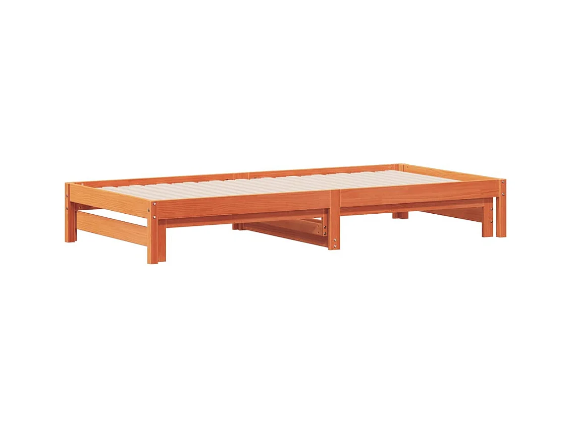 Lit de jour et lit gigogne sans matelas cire marron 80x200 cm