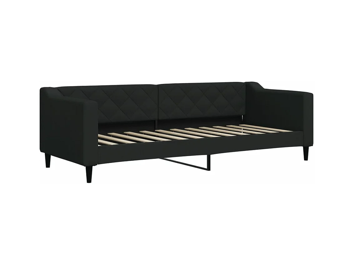 Lit de jour avec gigogne et tiroirs noir 80x200 cm tissu