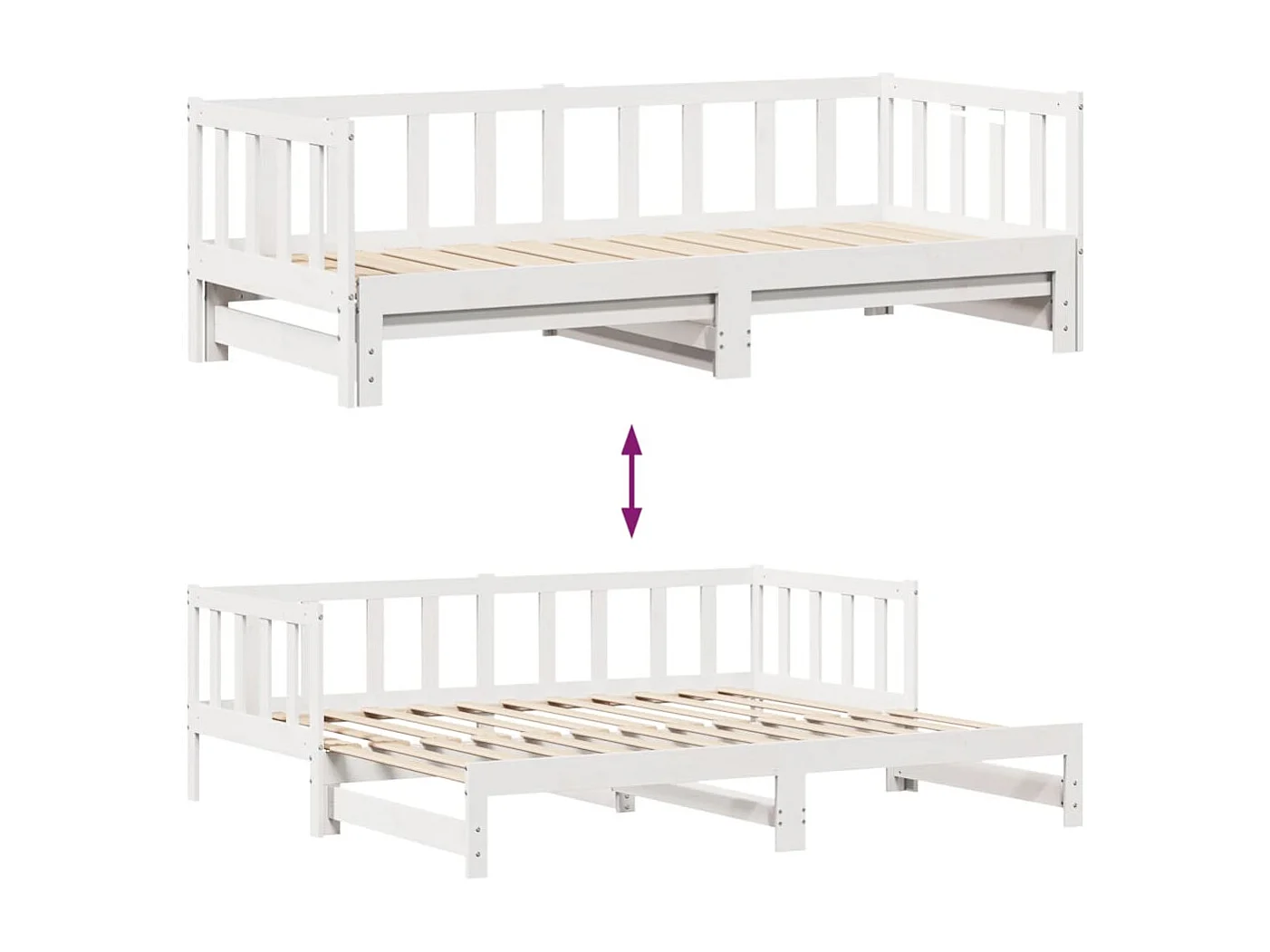 Letto Estraibile con Cassetti senza Materasso Bianco 90x200 cm