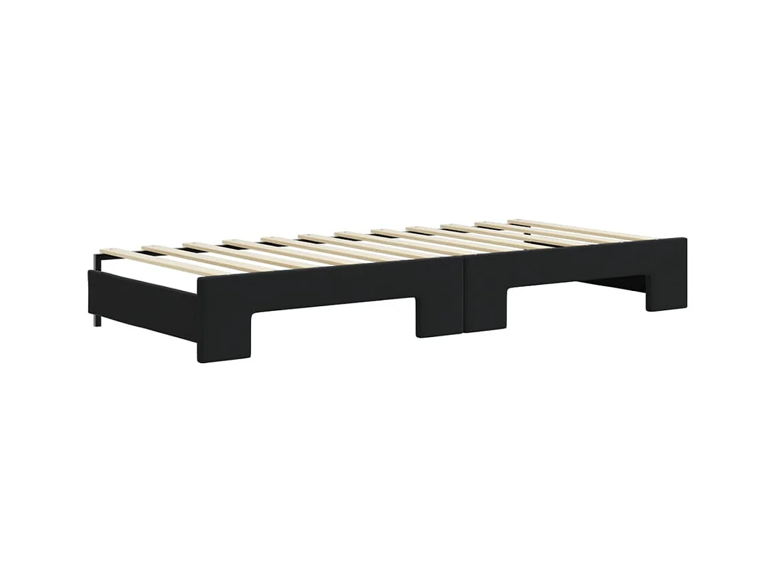 Lit de jour avec lit gigogne et matelas noir 80x200 cm velours