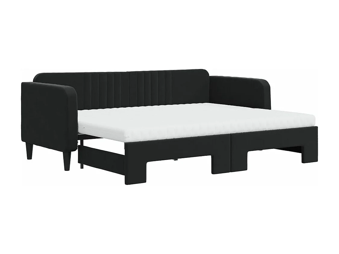 Divano Letto Estraibile con Materassi Nero 80x200 cm Velluto
