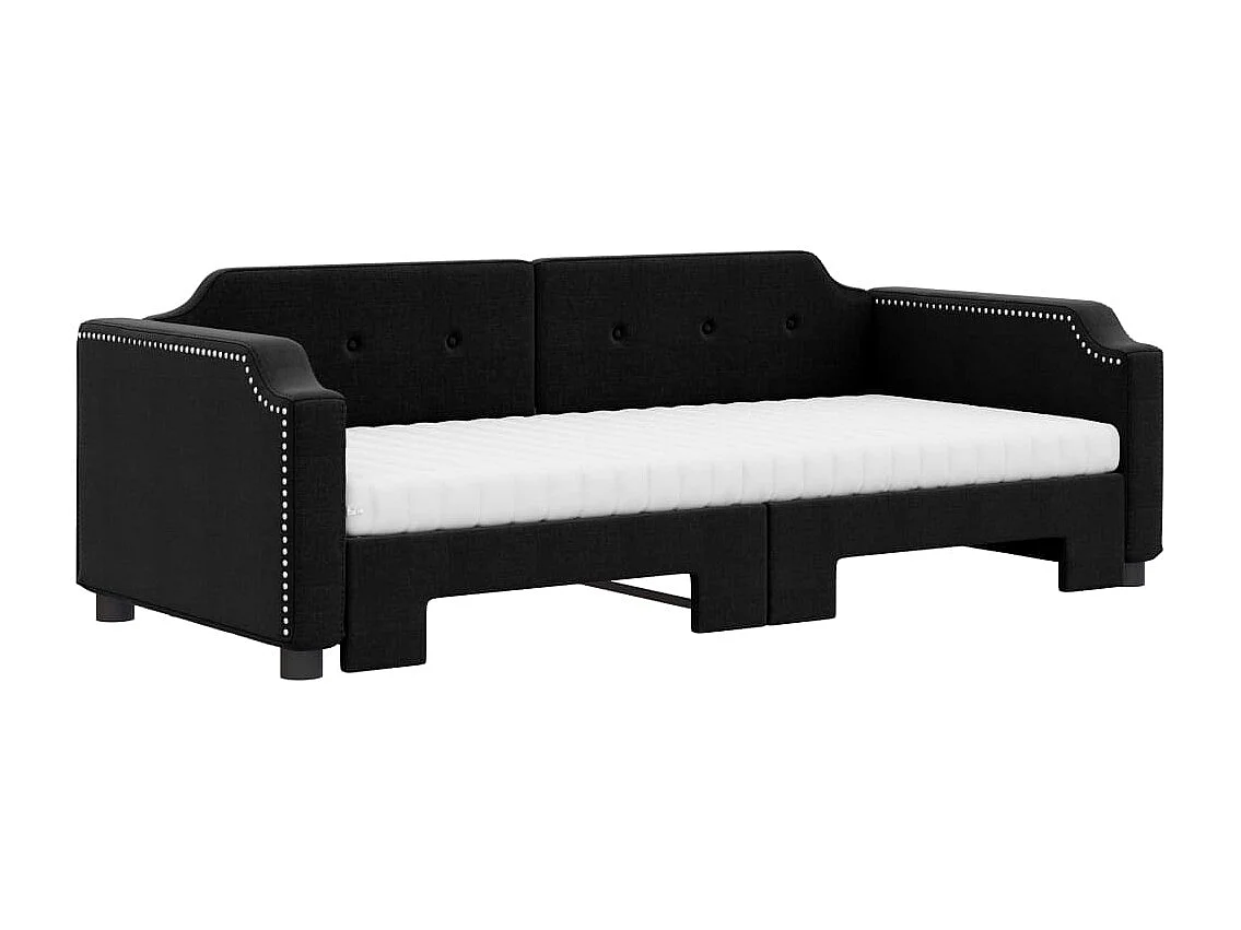 Divano Letto Estraibile con Materassi Nero 80x200 cm Tessuto