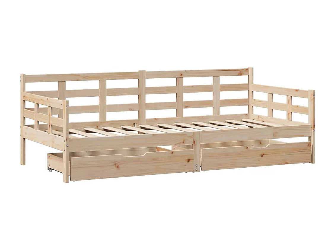 Lit de jour avec tiroirs sans matelas 90x200 cm bois massif