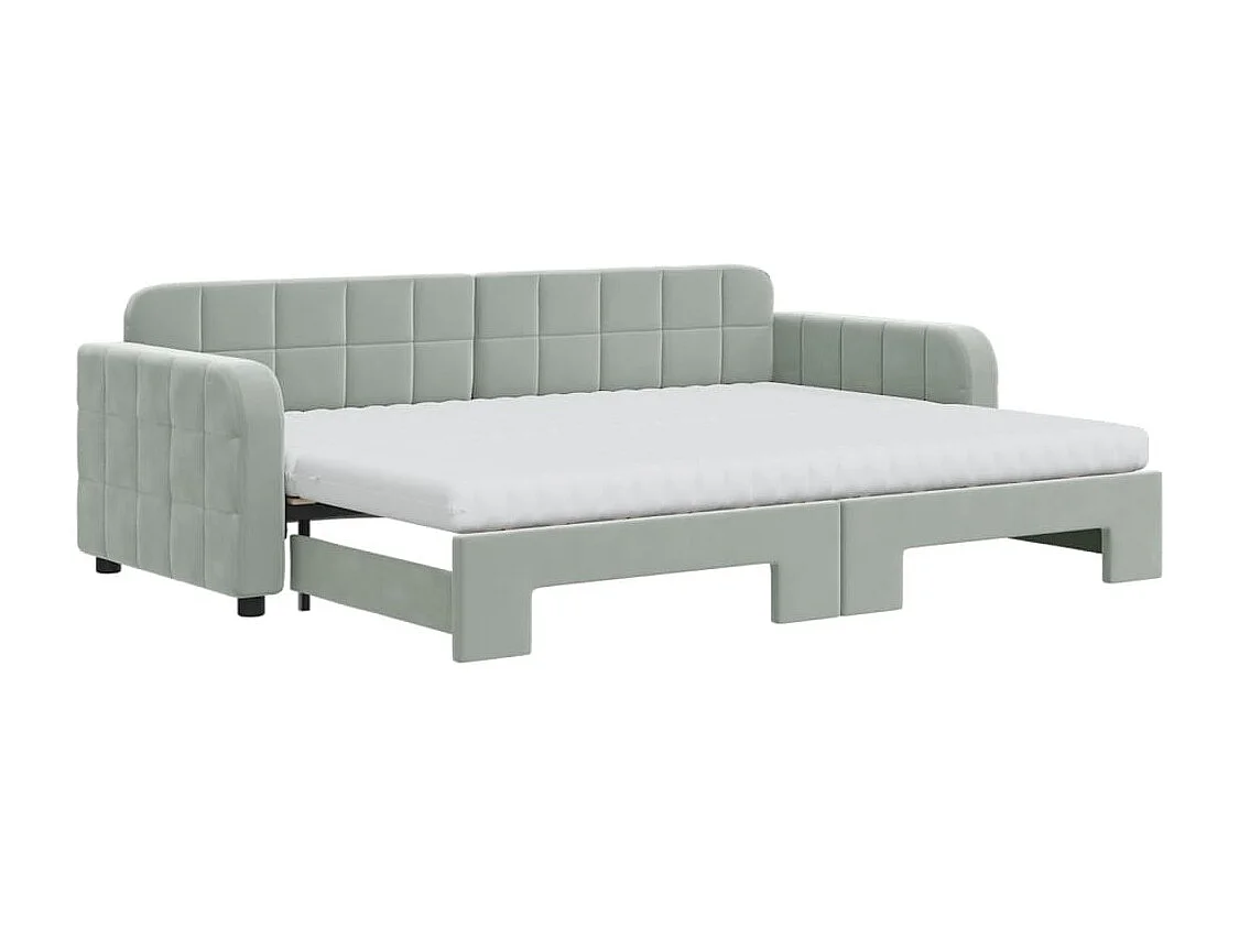 Divano Letto Estraibile Materassi Grigio Chiaro 80x200 Velluto