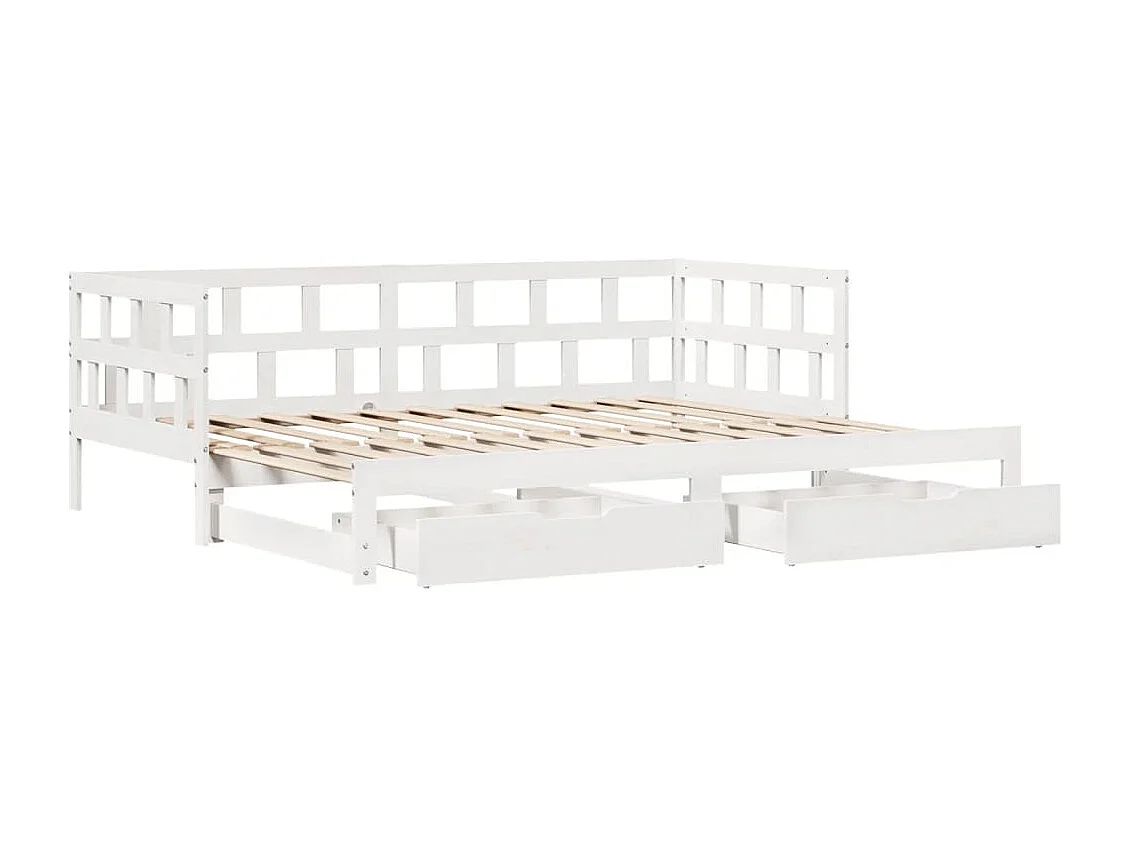 Letto Estraibile con Cassetti senza Materasso Bianco 90x200 cm