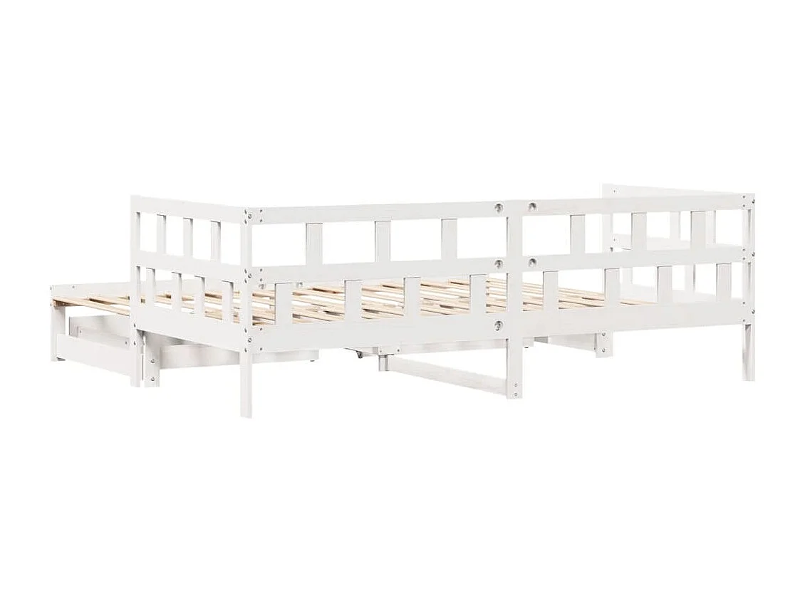 Letto Estraibile con Cassetti senza Materasso Bianco 90x200 cm