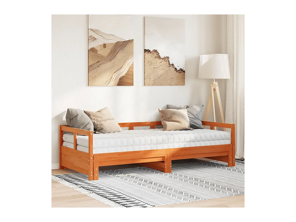 Lit de jour et lit gigogne et matelas 90x200 cm bois pin massif