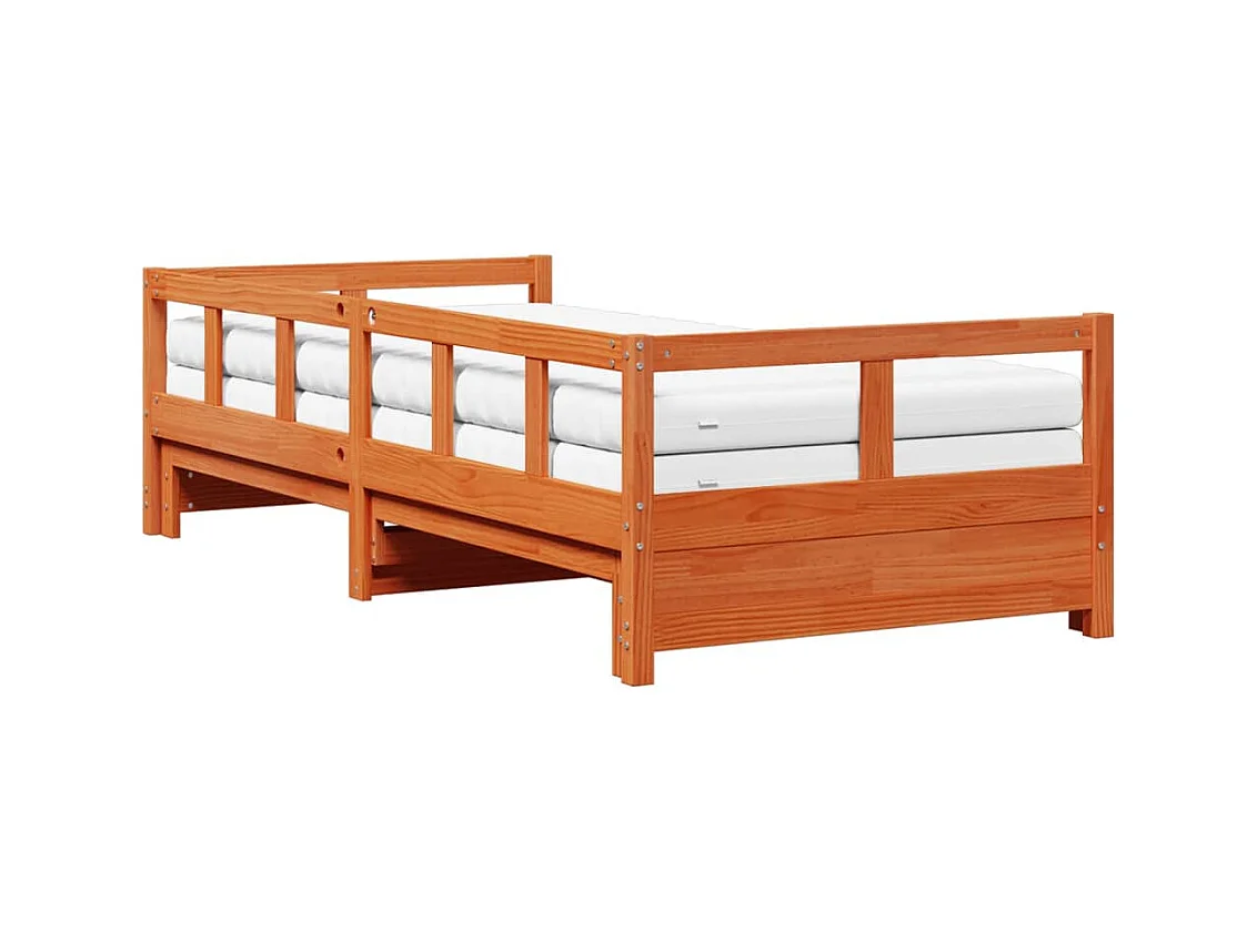 Lit de jour et lit gigogne et matelas 90x200 cm bois pin massif