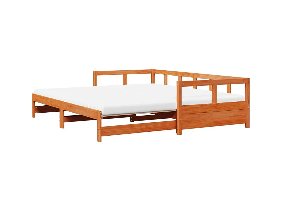 Lit de jour et lit gigogne et matelas 90x200 cm bois pin massif