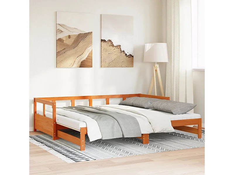 Lit de jour et lit gigogne et matelas 90x200 cm bois pin massif