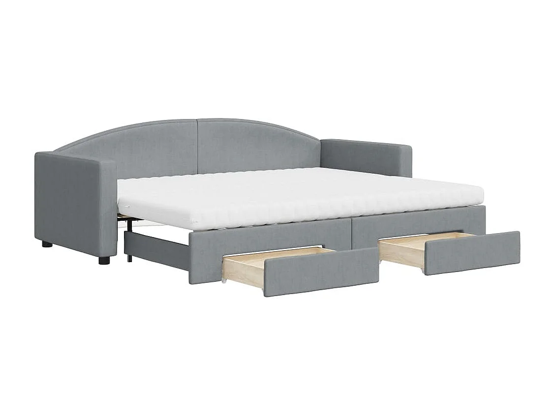 Divano Letto Estraibile Cassetti Grigio Chiaro 80x200cm Tessuto