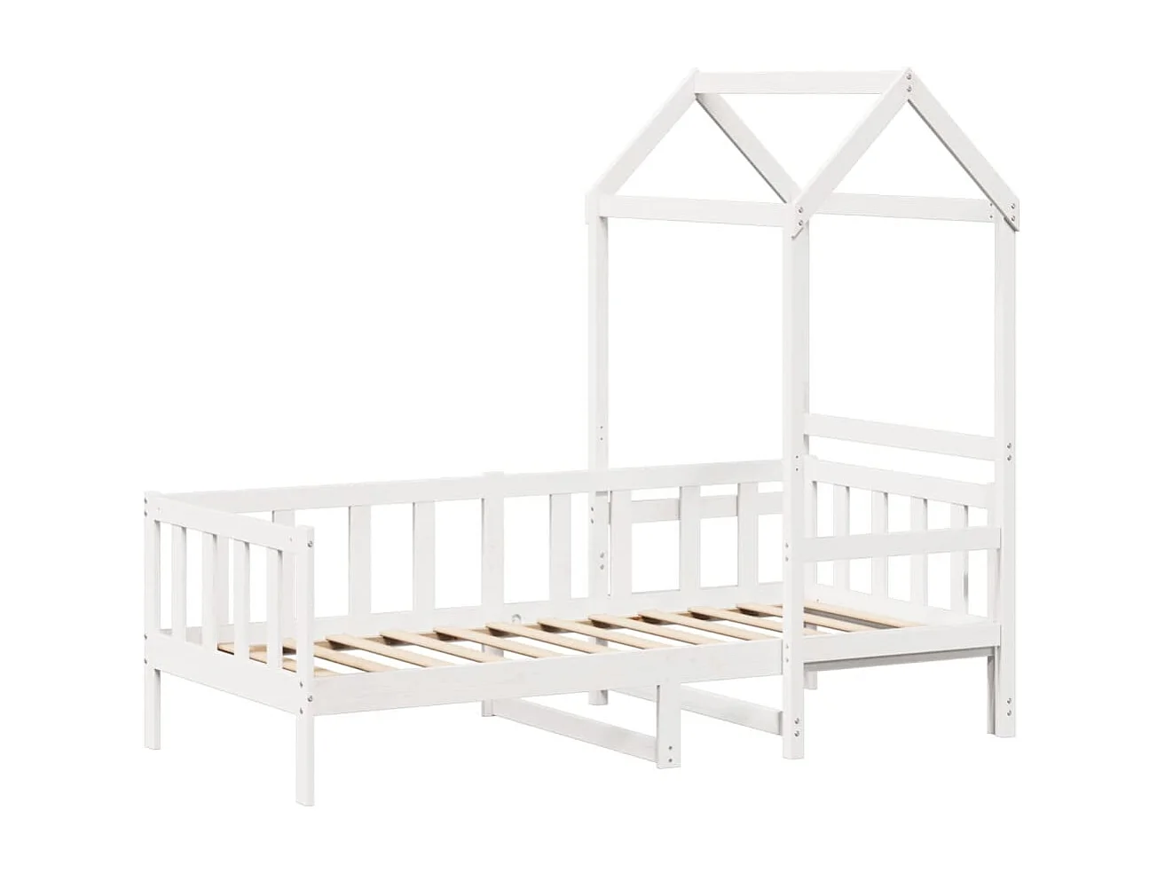 Lit de jour avec toit sans matelas blanc 90x200 cm bois massif