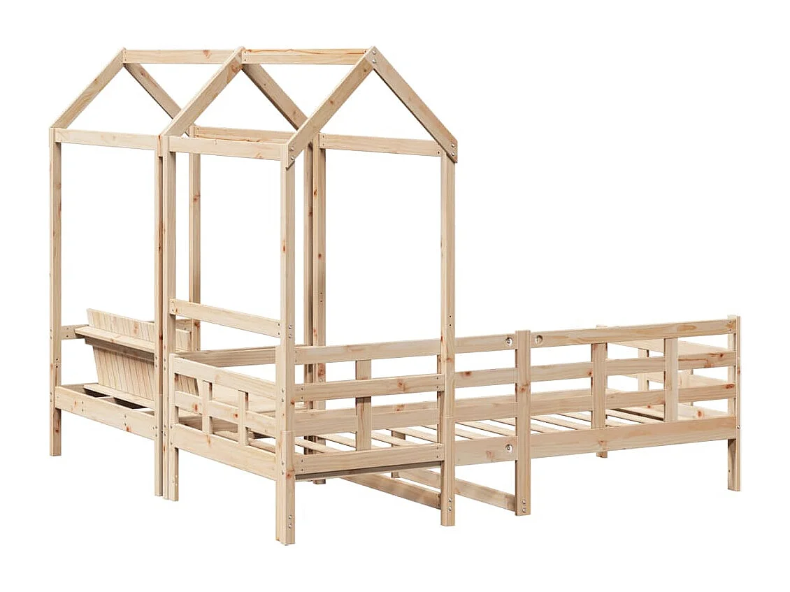 Ensemble de lit de jour et de banc avec toit sans matelas