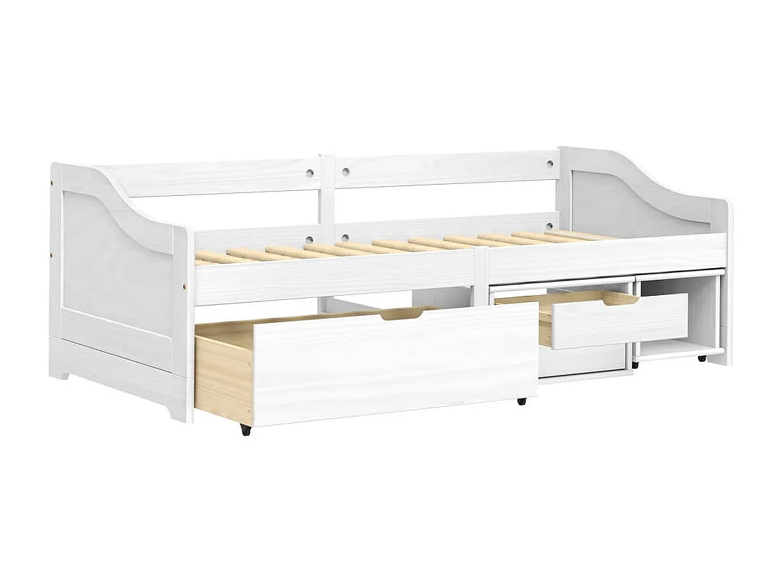 Sofá-cama com 3 gavetas 90x200 cm madeira de pinho maciça IRUN