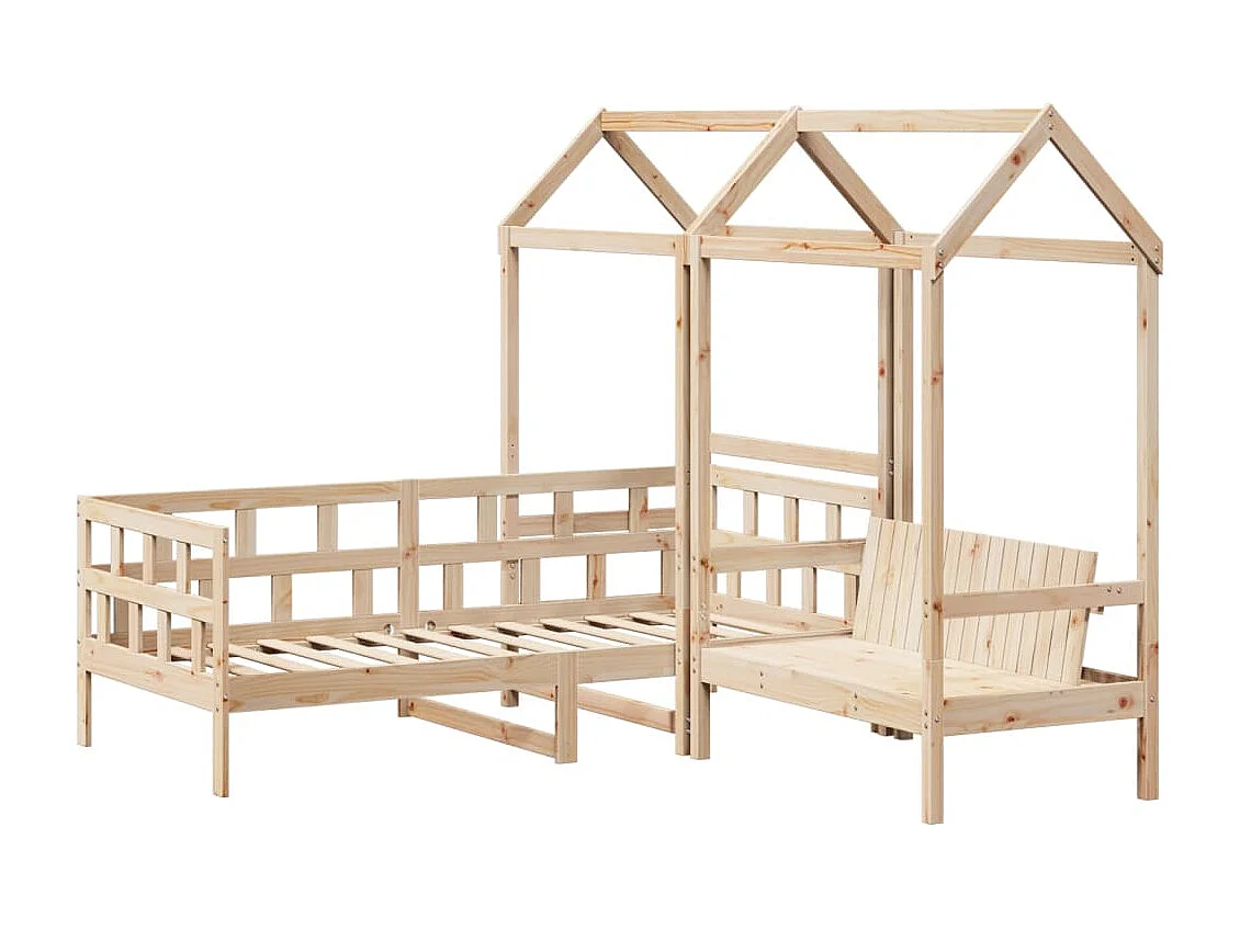 Conjunto de sofá-cama com telhado 90x200 cm pinho maciço