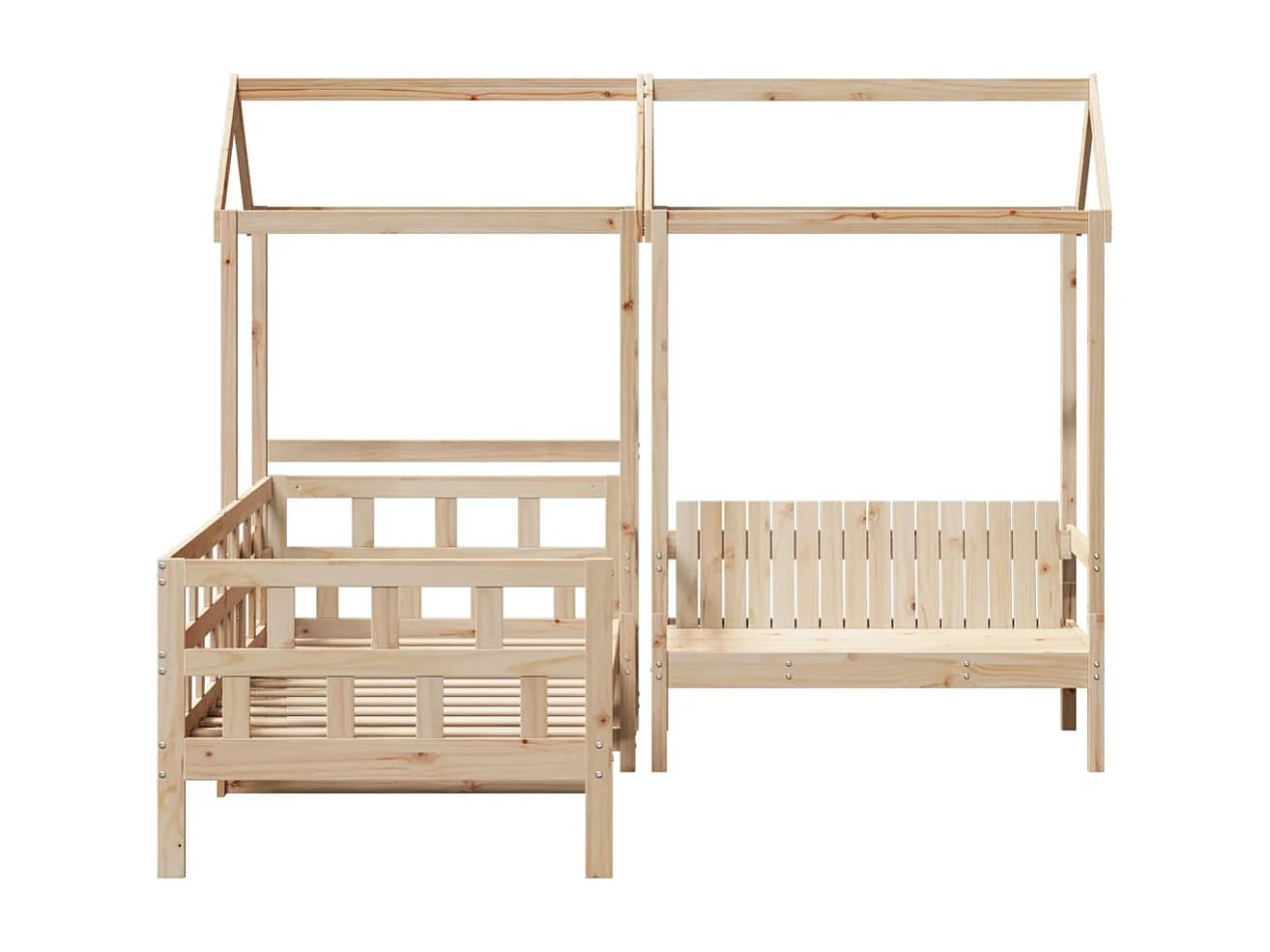 Conjunto de sofá-cama com telhado 90x200 cm pinho maciço