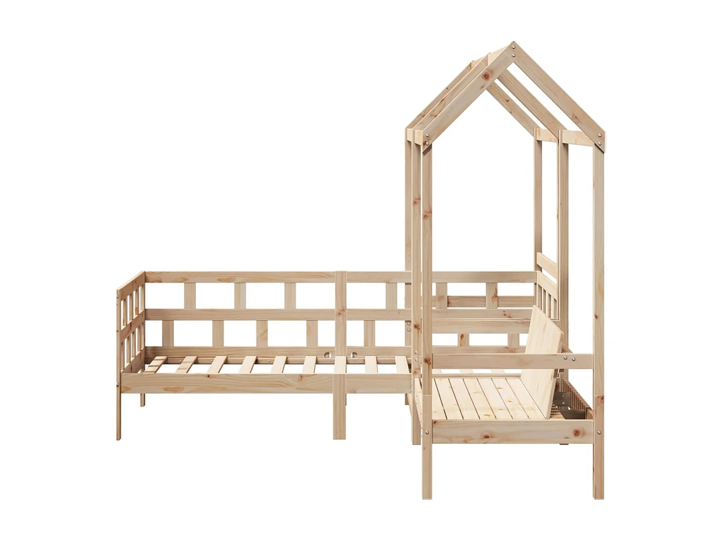 Conjunto de sofá-cama com telhado 90x200 cm pinho maciço