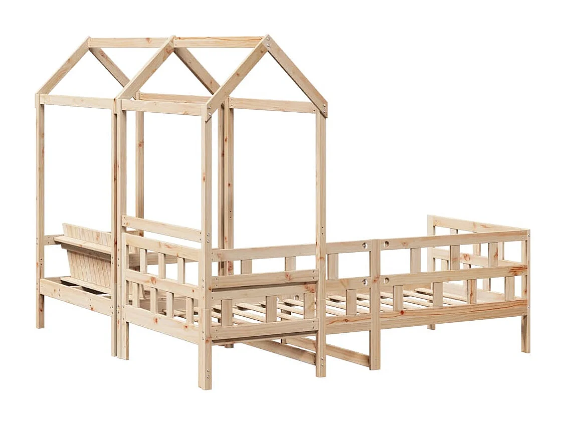 Conjunto de sofá-cama com telhado 90x200 cm pinho maciço