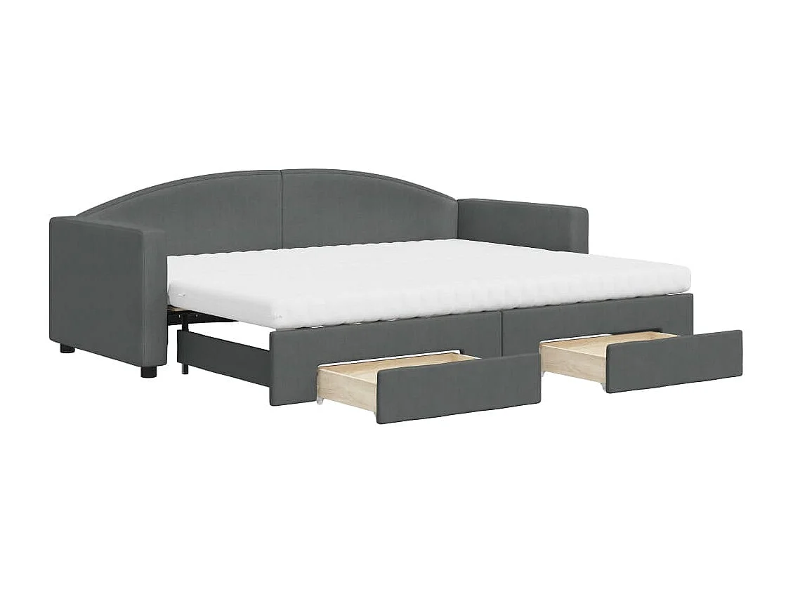 Divano Letto Estraibile Cassetti Grigio Scuro 80x200cm Tessuto