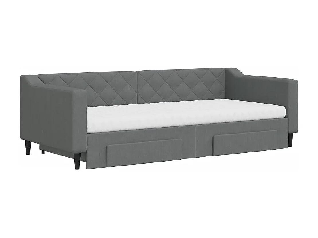 Divano Letto Estraibile Cassetti Grigio Scuro 90x200cm Tessuto