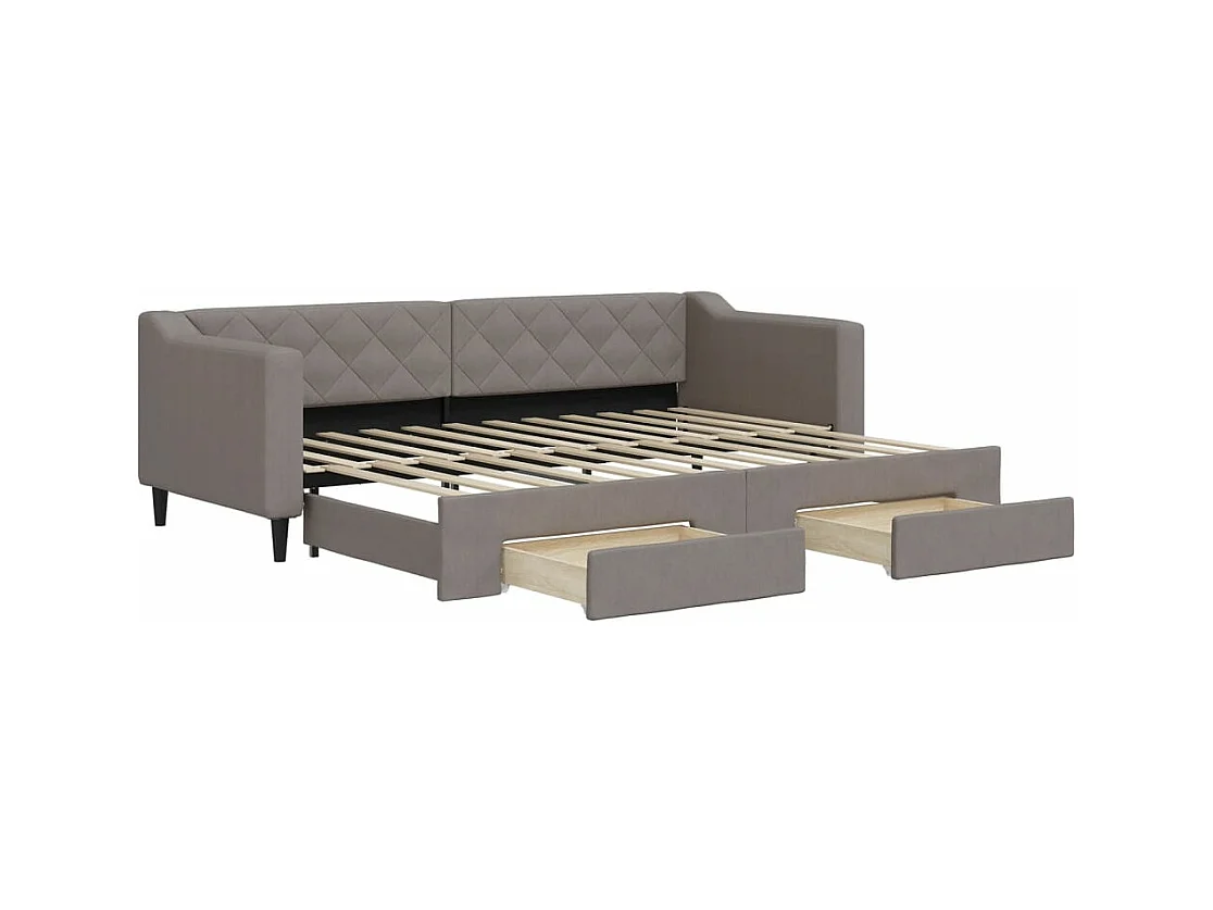 Slaapbank met onderschuifbed en lades 80x200 cm stof taupe