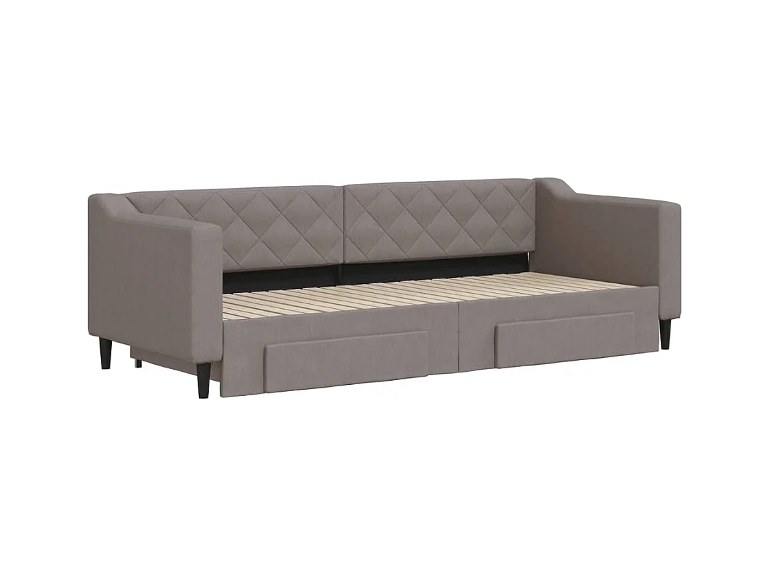 Slaapbank met onderschuifbed en lades 80x200 cm stof taupe