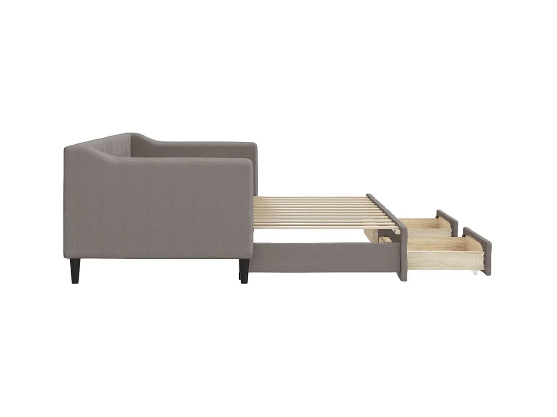 Slaapbank met onderschuifbed en lades 80x200 cm stof taupe