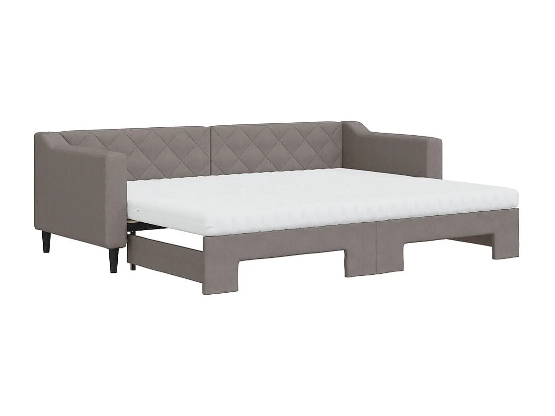 Lit de jour avec gigogne et matelas taupe 80x200 cm tissu