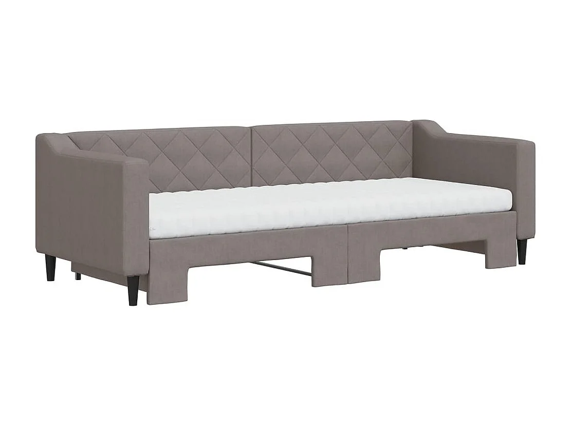 Lit de jour avec gigogne et matelas taupe 80x200 cm tissu