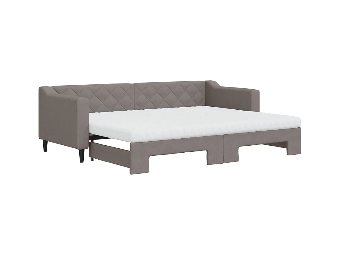 Slaapbank met onderschuifbed en matrassen 80x200 cm stof taupe